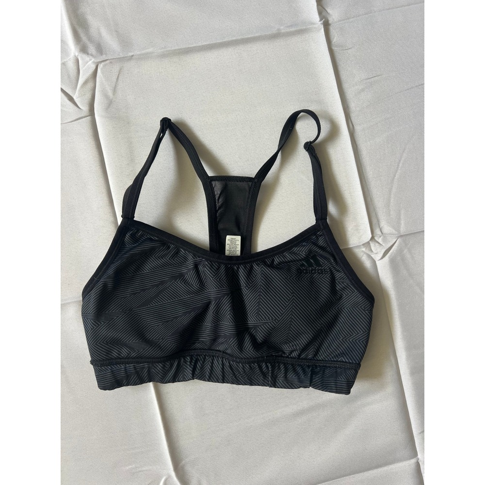 Adidas Climacool Sports Bra Womens XS Black Grey Geometric Racerback Mesh Yoga